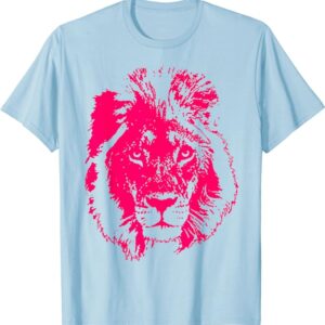 Hot Pink Leo Lion Head Animal King T-Shirt